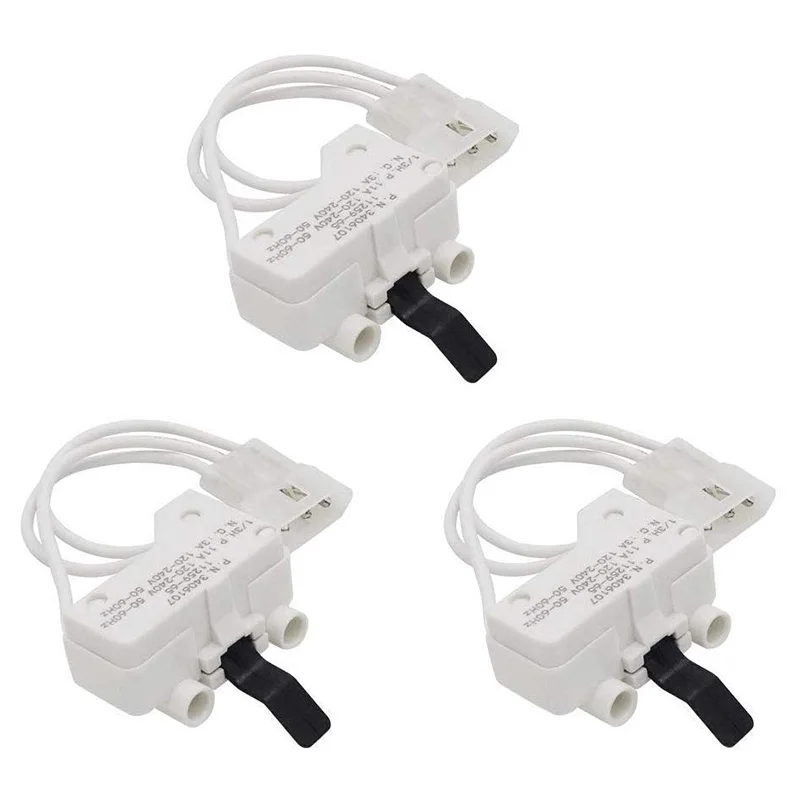 

3Pcs 3406107 Dryer Door Switch Replacement for Whirlpool Kenmore AP6008561 PS11741701