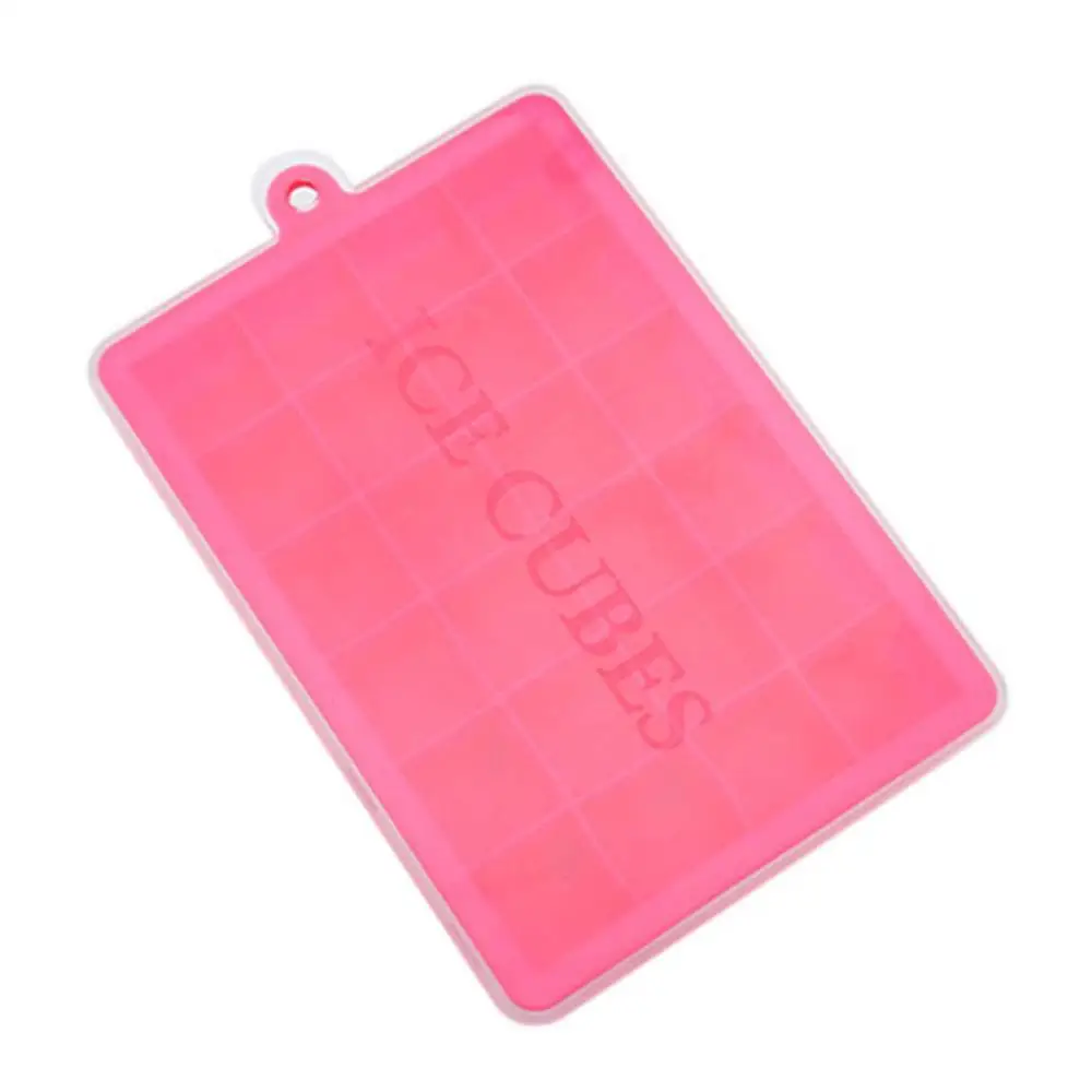 24-Grid Rosy 15/24 сетка силиконовая форма для льда лоток с крышкой, нескользящий лед Tong, льда производитель кубиков фруктового льда, аксессуары для кухни с барной стойкой - Цвет: 24-Grid Rosy
