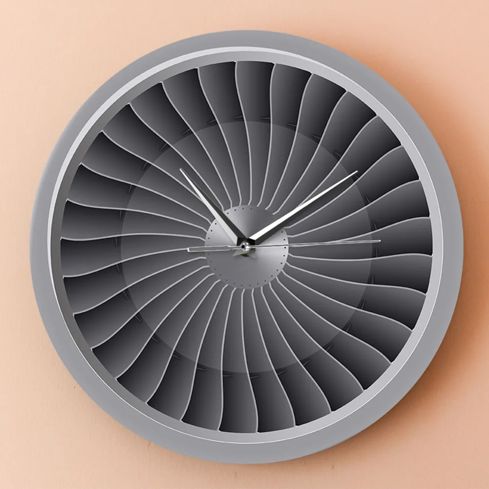 Реактивный произведение искусства пилот печать Arylic настенные часы реактивный двигатель турбина вентилятор Amn тихие художественные часы украшение дома самолет часы