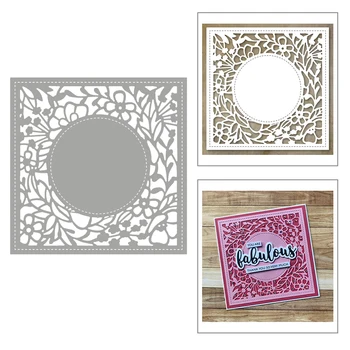 

2020 New Hot Rectangle Frame Cutout Circle Flower Grass Leaf Background Metal Cutting Dies and For Scrapbooking Foil No Stamps