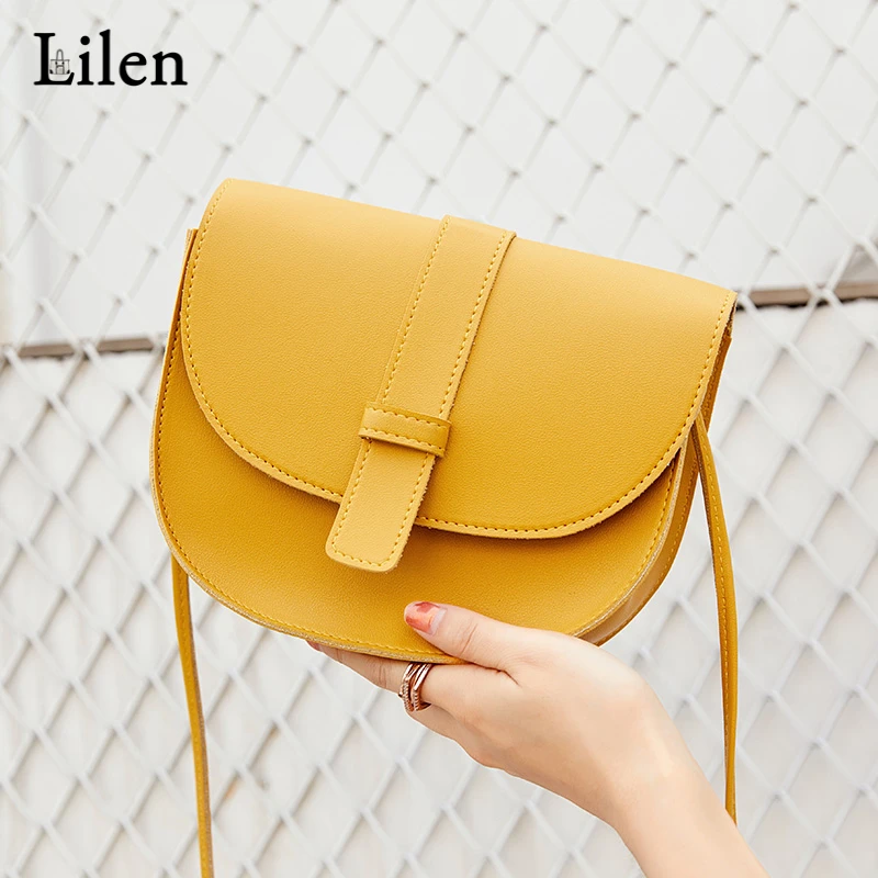 

LILEN Semi-circular Simple Buckle Student Shoulder Bag Hot Sales Ladies Casual Messenger Bag