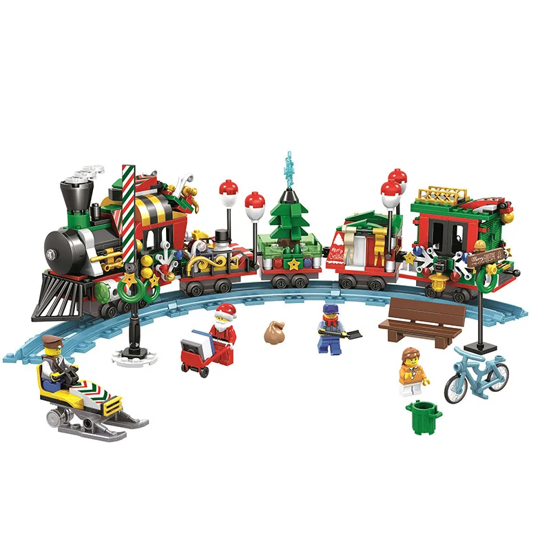 

11094 552pcs Classic Christmas Train Railway Building Block Bricks Toys Educational Toys For Children Compatib DIY toy