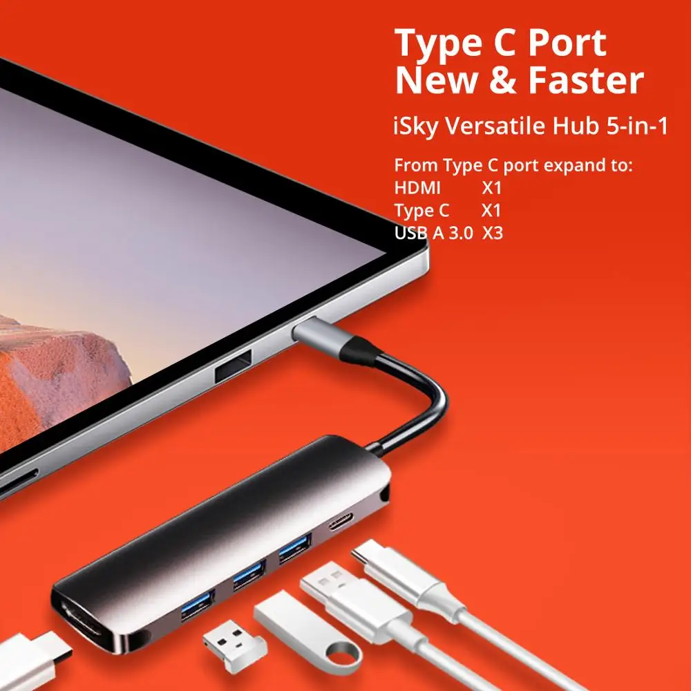 ISky для Microsoft Surface usb хаб док станция Pro7 Hub Порт репликатор USB3.0 HDMI Type C PD Pro SP7|USB-хабы| |