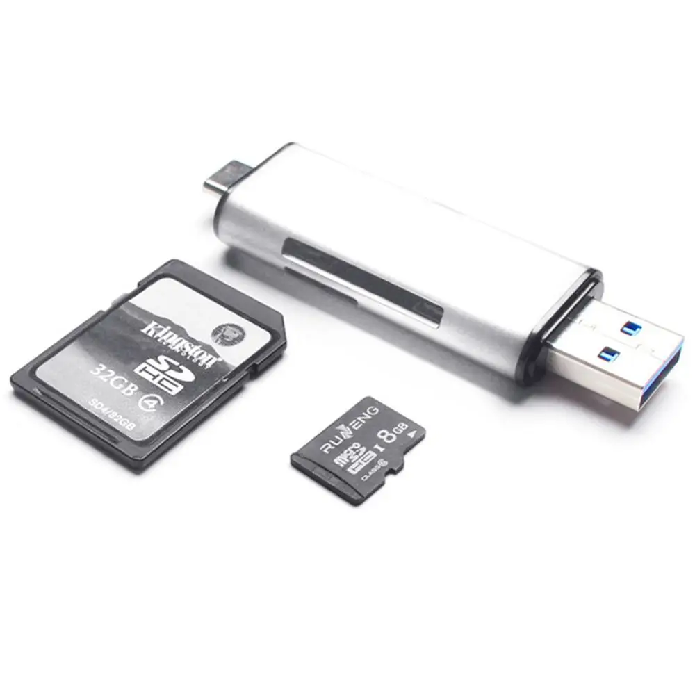 USB 3,0 и Тип usb-C 2-в-1 двойной слот памяти считыватель карт OTG адаптер для TF, SD, Micro SD, Micro SDXC, Micro SDHC, MMC, RS-MMC и т. д