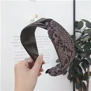 Dark green Модные женские повязки на голову со змеиным узором, женские повязки на голову, женские аксессуары для волос - Цвет: Dark green