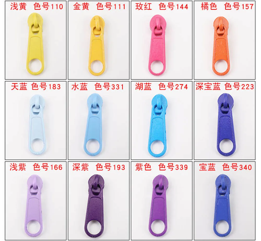 Description Picture 3 of item20-100 piece/lot Zin Alloy Metal Slider for 3# Nylon Coil Zipper , DIY Zipper Puller Head For Sewing Tailor Tools 38colors