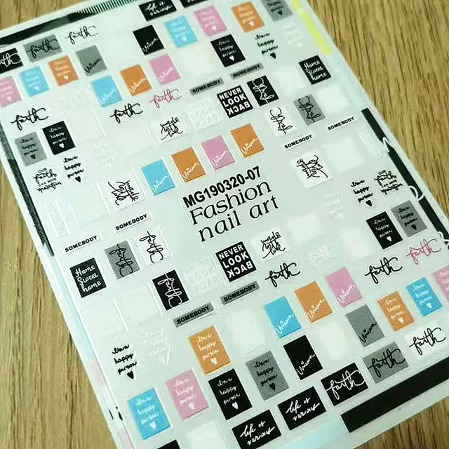 Newest MG505-02 lable design nail stickers 3d Japan Korea style nail decals self-adhesive DIY nail decoration tools Dark Skin