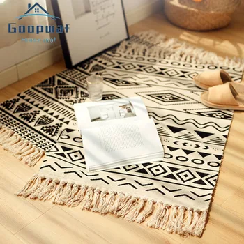 

Bohemian Style Home Living Room with Retro Rugs and Rugs with Soft Tassels, Home Doormats, Home Decor, Cotton Woven Mats