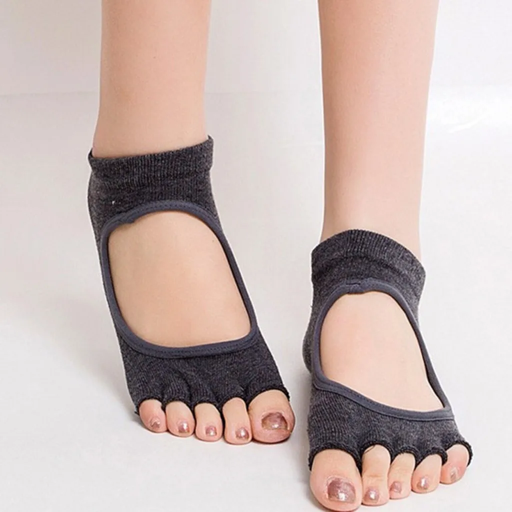 Осень-зима Носки Для женщин хлопок Повседневное с открытым носком женские, не скользящие раздельные пальцы Носки спортивные пуанты L0822