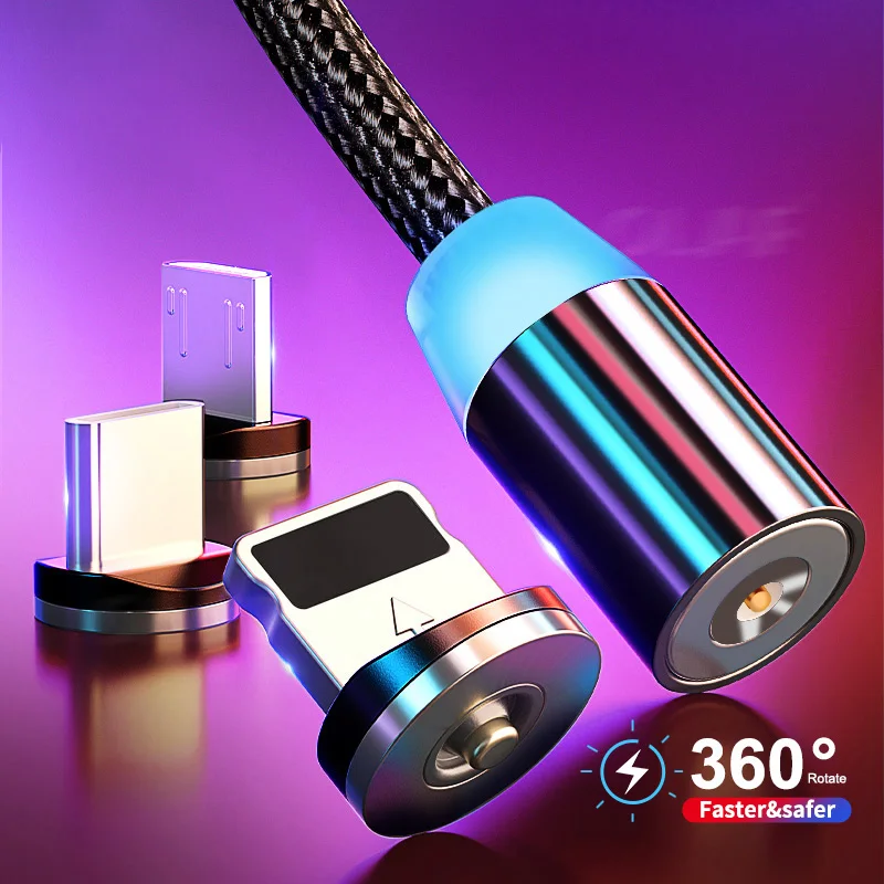 

LED Magnetic USB Cable Fast Charging Type C Cable Magnet Charger Data Charge Micro USB Cable Mobile Phone Cable USB Cord