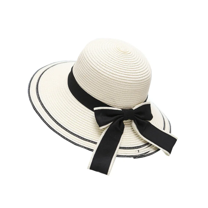 

COKK Summer Hats For Women Sun Hat With Bow Sun Protection Fashion Straw Beach Hat Female Travel Sunshade Wide Brim Sunhat