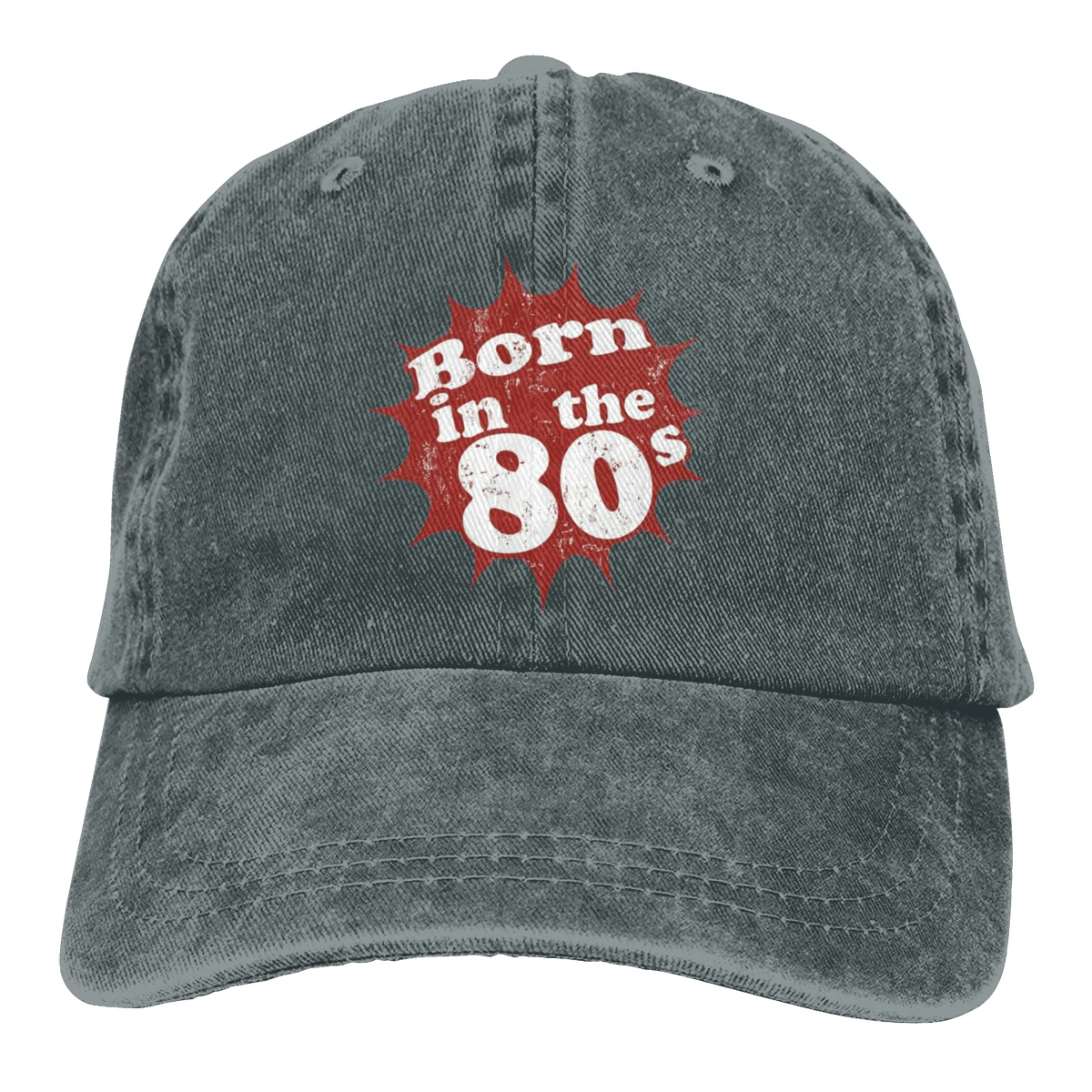Born In The 80's Casquette черная унисекс Мужские Женские джинсовые бейсболка с ремешком Регулируемая Кепка для гольфа