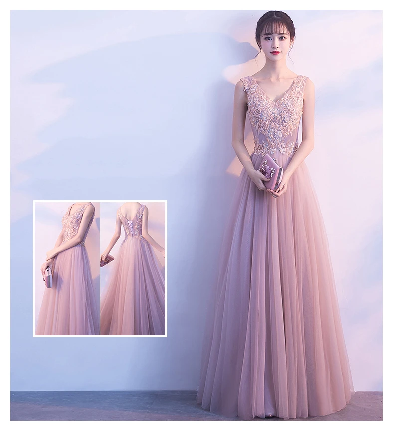 Chinoise V шеи Длинные Cheongsam розовые вечерние платья Qi Pao Женская Китайская традиционная одежда Восточный стиль платье для приема Qipao