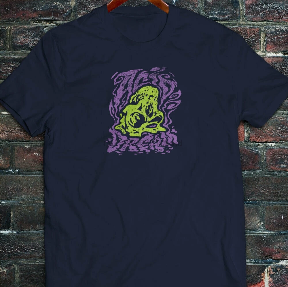 Retro Acid Dream Skull Trippy Lsd Psychedellic Mens Navy T-Shirt |