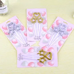 3pcs Creative Hollow Candle Romantic Star Love Shaped Cake Toppers Candle Ornament For Birthday Wedding Valentines Day Supplies