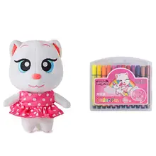 Плюшевая кукла кошка Анжела+ волшебный куб 3 × 3 × 3 мягкие звучащие животные Рождественский подарок на день рождения для детей