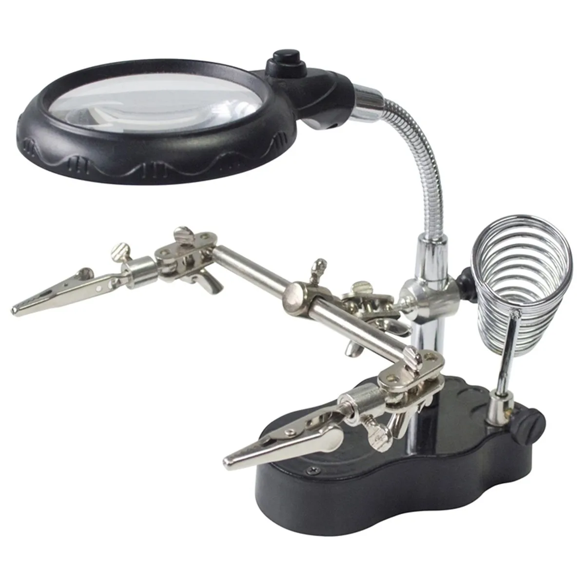 for Soldering Assembly Repair Modeling Welding Magnifying Glass Clamp LED Light Hands-Free Magnifying Glass Stand with Clamp And Alligator Clips