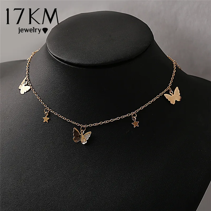 

17KM New Design Butterfly Gold Choker Necklaces For Women Bohemian Star Elegant Chokers Necklace 2020 Fashion Jewelry Party Gift