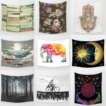 

Hot sale fashion flowers elephants bookcase wall hanging tapestry home decoration wall art tapestry