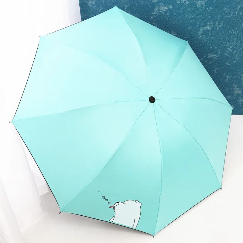 

Sun-resistant Vinyl Parasol Eye Rain Parasol UV-Protection Pencil Umbrella Creative Three Fold Pocket Folding Umbrella