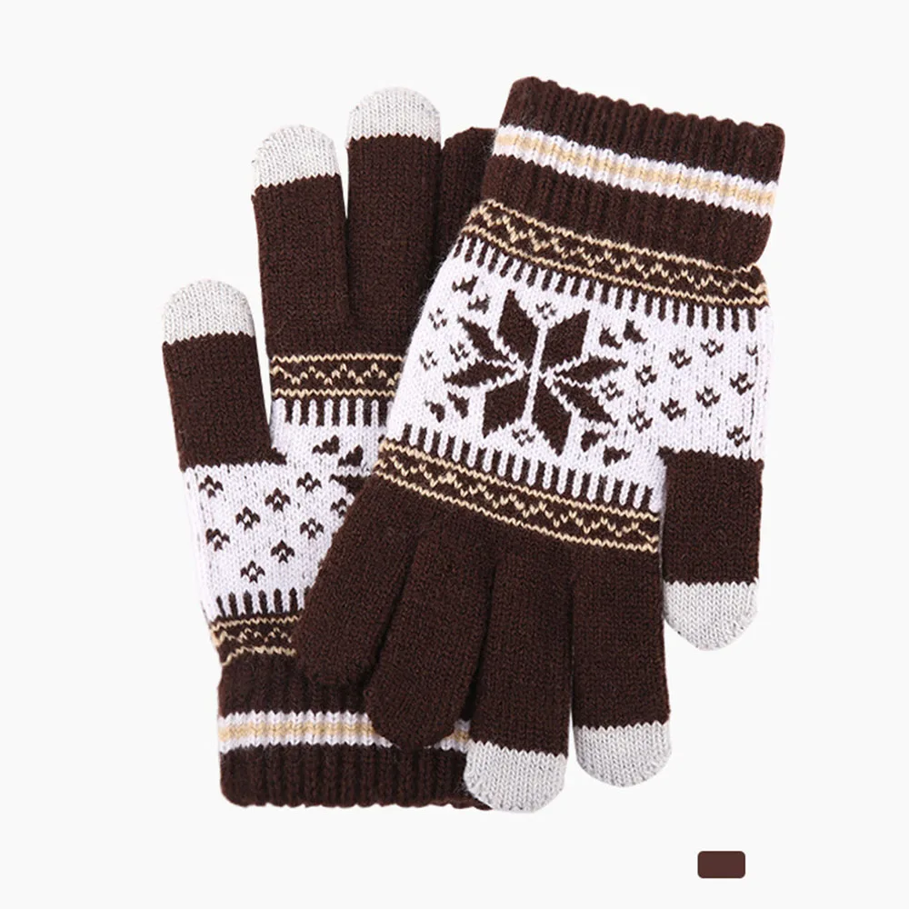 Новые Вязаные перчатки с сенсорным экраном зима осень мужские женские утолщенные шерстяные варежки на открытом воздухе противоскользящие теплые перчатки дл пар Высокое качество - Цвет: coffee