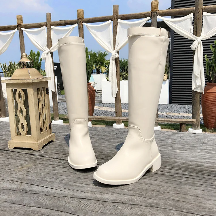 Bootee/ г.; женские сабо на молнии и не сужающемся книзу массивном каблуке; Брендовая женская обувь на платформе; осенние ботинки; женские пикантные ботфорты с круглым носком