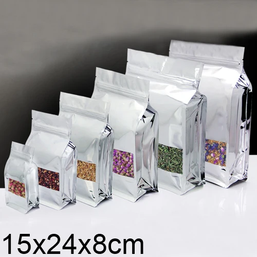 Aluminum Film Zip Lock Stand Up Pouch Packing Bag Food Packaging Bags With Window 15x24x8cm 50pcs Lot Bags With Bag With Windowstanding Pouch Aliexpress