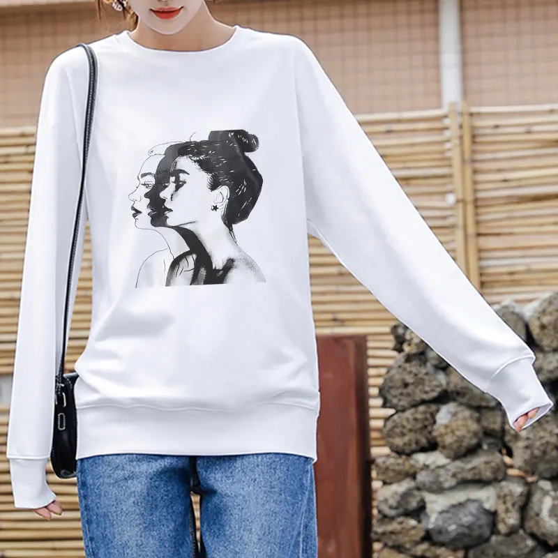 

2019 Women Casual Harajuku Hoodie Vintage Aesthetic Graphic Print Sweatshirts Cool Autumn Winter O-neck Pullovers