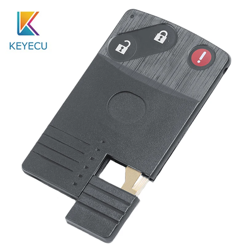 

KEYECU 2+1 Buttons Replacement Smart Card Remote Key Shell Case Fob 3 Button for Mazda 5 6 CX-7 CX-9 RX8 Miata With Uncut Blade