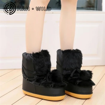 

Winter Snow Boots Kids Mid-Calf Slip On Cotton Warm Waterproof Non-Slip Platform Booties Boy Girls Shoes Child Snow Boots