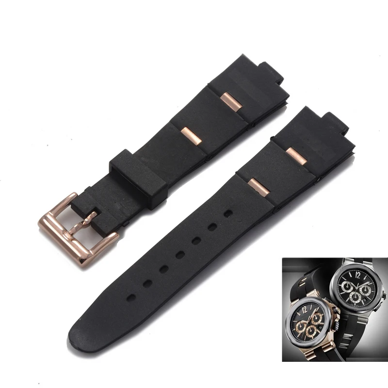 BVLGARI Convex Silicone Watchband Bracelet - Versatile Rubber Strap
