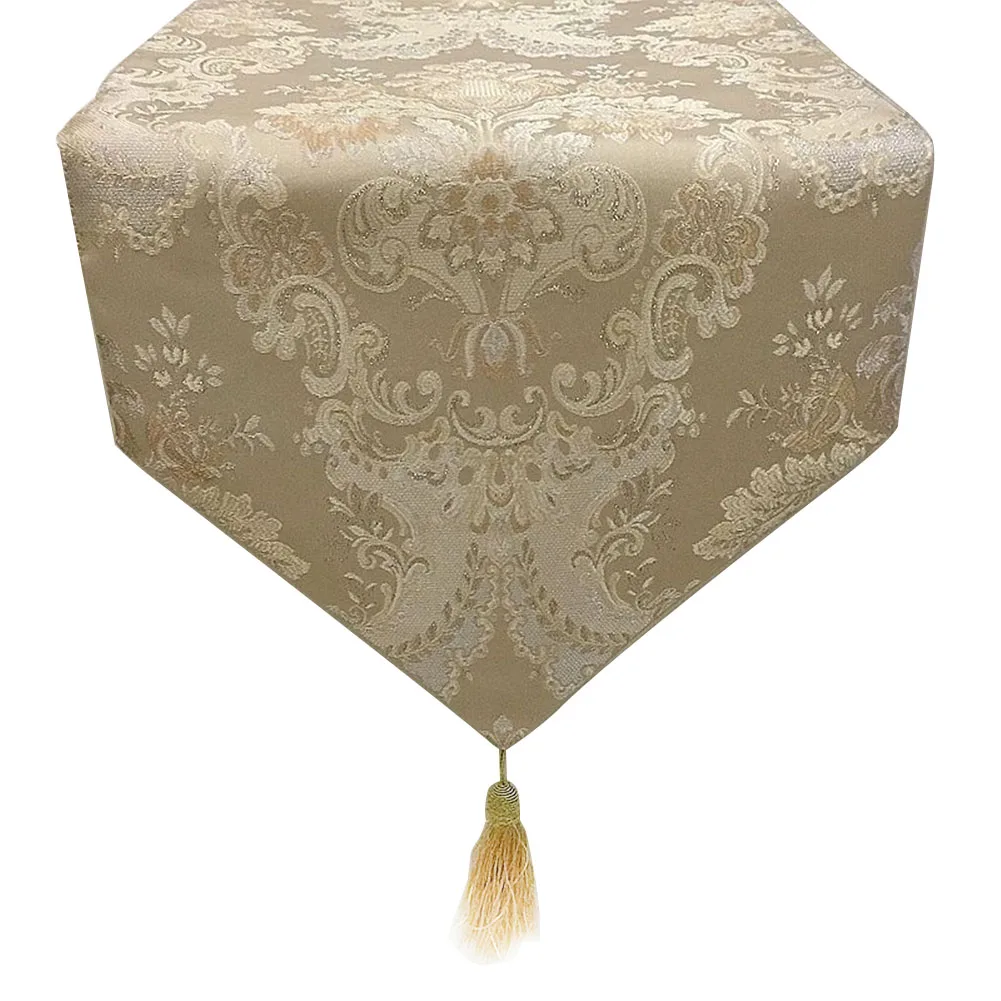 Beige Dining Room Crafts Kitchen Elegant Table Runner With Tassel European Style Banquet For Wedding Hotel Home Decor Jacquard Weave - Цвет: Beige