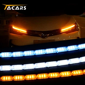 

2pcs Flexible LED Strip Light DRL Daytime Running Light Waterproof Sequential Flow Headlight Runners Corner Turn Signal DRL