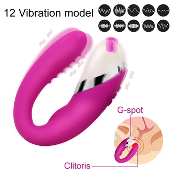 10 Speed U Shape Couple Vibrator USB Waterproof Rechargeable G Spot Clitoral Vibrators Massager Adult Sex Toys for Women Female 2