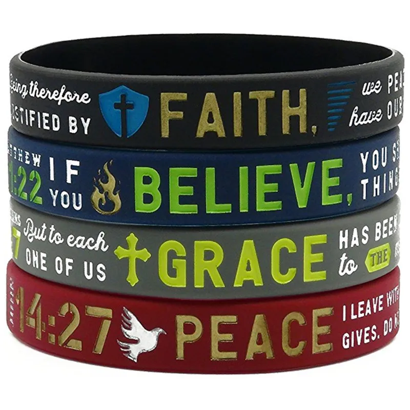 Faith, Believe, Peace, Grace bible silicone wristband bracelet (1)__
