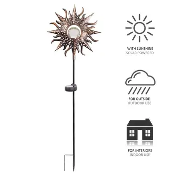 

Retro Sun Flower Shape Wrought Iron Solar Lamp Home Decoration Outdoor Garden Lighting
