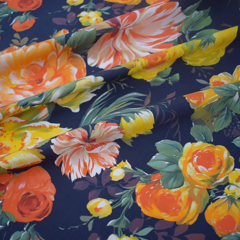 Окрашенные цветы цифровая живопись Чистый хлопок ткань для летнего платья Базен riche getzner telas por metro tissus au метр tissu