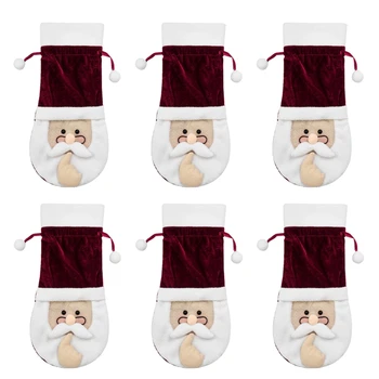 

6 Pcs Wine Bottle Cover Santa Claus Wine Bottle Bag Christmas Decorations for Home Table New Year Christmas Ornaments