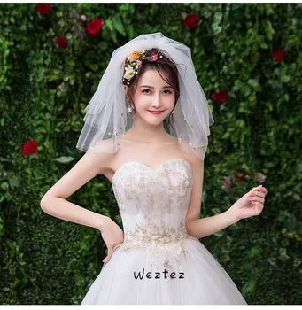 

Bridal Veil Fashion Wedding Veil Simple Tulle Ivory Three Layers Bride Accessories Short Women Veils TS090