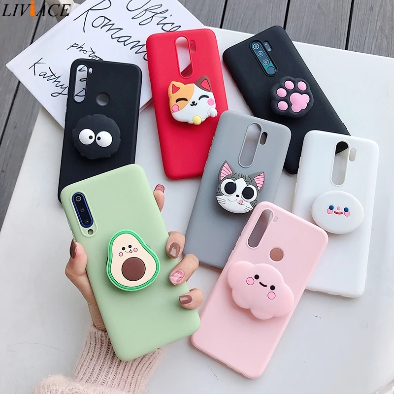 3D Silicone Cartoon Phone Holder Case For Xiaomi Redmi Note 10 Redmi Note 10 Pro Note 10S 9 8T K30 Pro K40 Pro mi poco F3 Cover