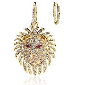 

2020 FASHION JEWELRY lion head multiful rhinestone hoop earrings for women