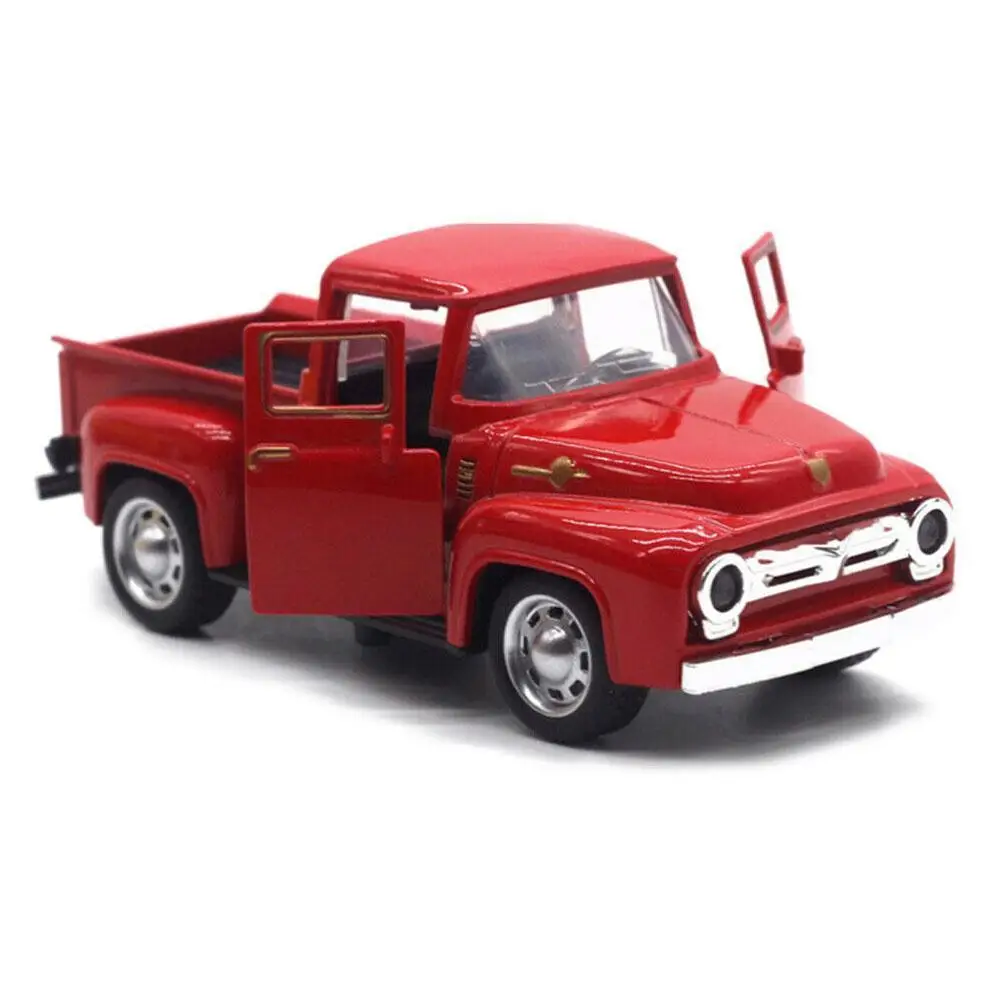 Red Truck Pickup Alloy Car Miniature Model Toy Boy Children's Xmas Gift Christmas Classic Rustic Vintage Metal Home Decoration | Дом и сад