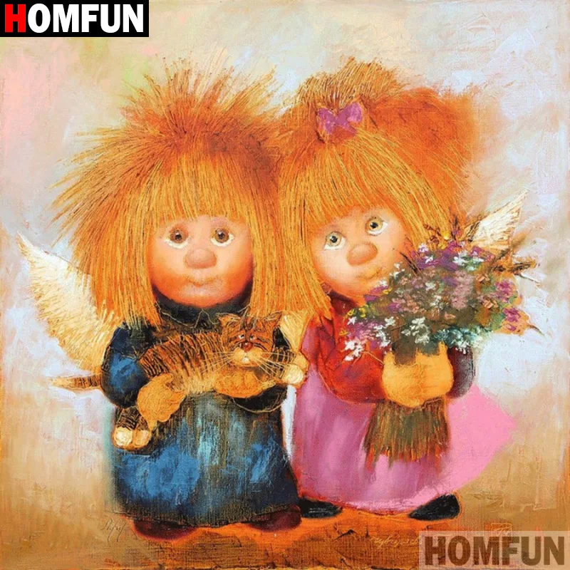 Алмазная живопись HOMFUN цветок пары детей 5D полноразмерная/круглая вышивка