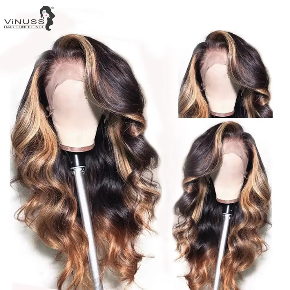 Vinuss горячий стиль T1B/27 человеческие волосы парик объемная волна 360 парик шнурка предварительно выщипанный с детскими волосами