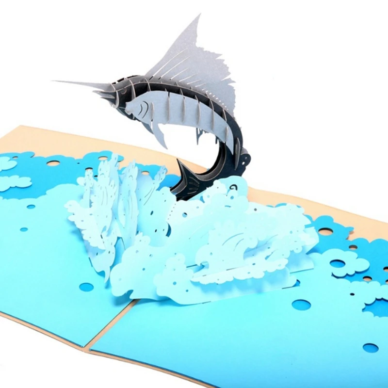  Swordfish Greeting Cards Handmade Birthday Wedding Invitation 3D Pop Up Card New E65B - 4000265447647