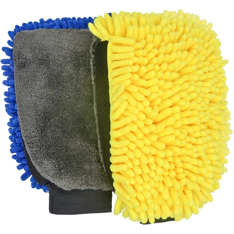 Рукавица для мытья автомобиля-2 шт. Экстра большой размер-зимние водонепроницаемые-рукавицы для мытья-коралловый бархат-перчатки для мытья-без ворса-без царапин(Bl