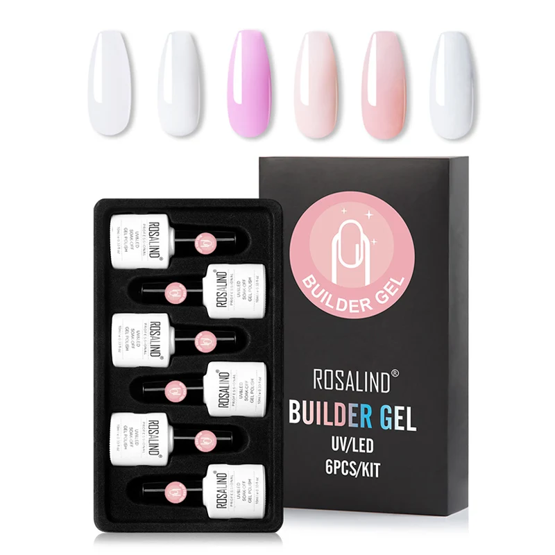 10ml set 2 ROSALIND строитель гель набор для полировки ногтей прозрачный гель-лаки для ногтей для дизайна ногтей предназначен для замачивания Полупостоянный УФ лампа Топ База гель - Цвет: 10ml set 2