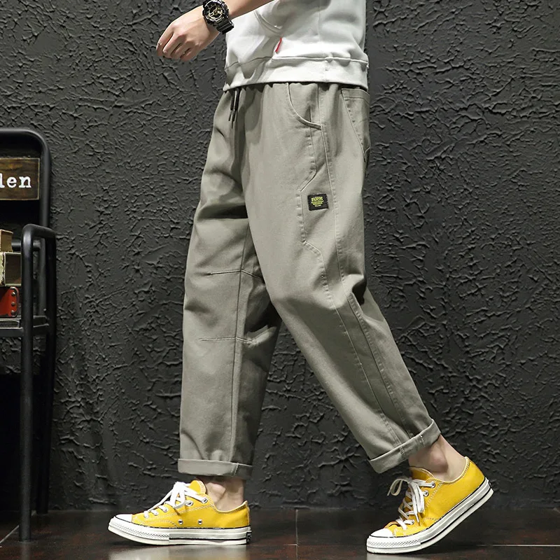 

2020 Spring New Style Japanese-style Black Wall Large Size Straight-Cut Casual Capri Pants M-5x Hk20120
