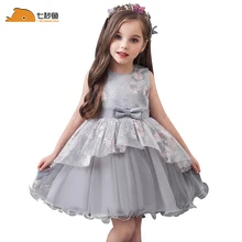 Праздничное платье для малышей платье с вышивкой для девочек платье принцессы с бантом для дня рождения пышные Детские Платья с цветочным рисунком одежда для детей от 1 года до 5 лет