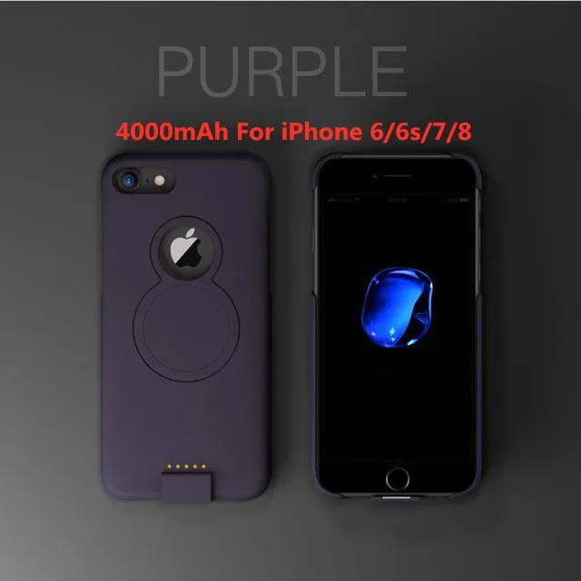 Для iP 8/7/6 Расширенный чехол для аккумулятора телефона для iPhone 8/7/6s/6 Plus Беспроводной магнитный чехол для зарядного устройства для iPhone Xs/X - Цвет: Purple 1
